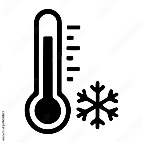 Thermometer and snowflake icon representing cold weather or low temperature measurement
