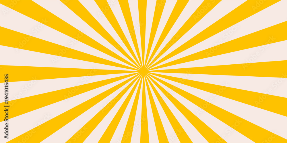 Obraz premium Sun Rise Radial Retro Groovy Pattern. Cool Y2k Rays Texture Vector Design. Psychedelic Background.