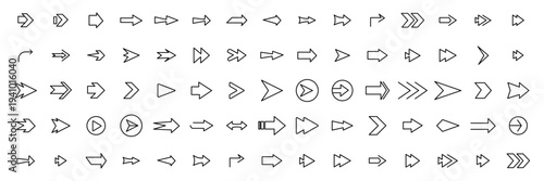 Hyper-Minimalist Arrow Icon Set for Modern UI/UX Design, Navigation Symbols for SaaS Dashboards and Mobile Apps, Thin Line Vector Icons. 75 Essential Directional Arrow Icons. 