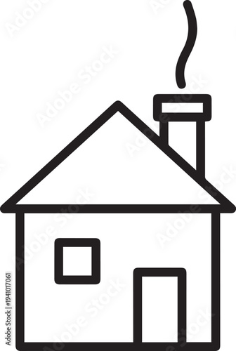 Simple house icon with smoke coming out of chimney represents home comfort and warmth