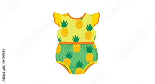 Vector illustration of baby romper with pineapple print