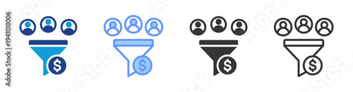 Sales Funnel icon set multiple style collection