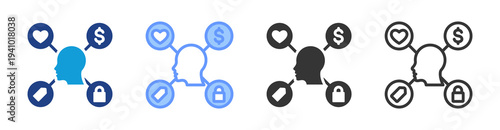 Consumer Behavior icon set multiple style collection