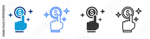 Pay Per Click icon set multiple style collection