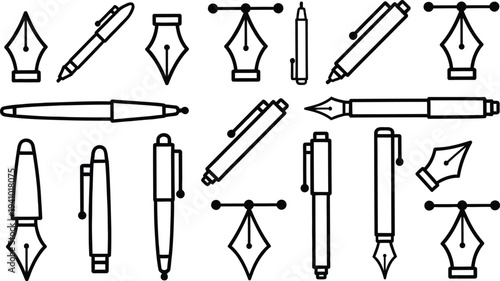 Set of 20 writing utensil icons vector