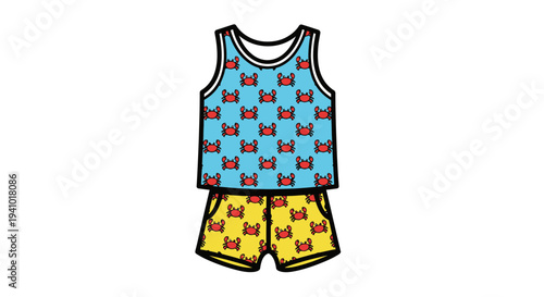 Vector illustration of colorful summer clothing set