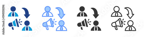 B2B Marketing icon set multiple style collection