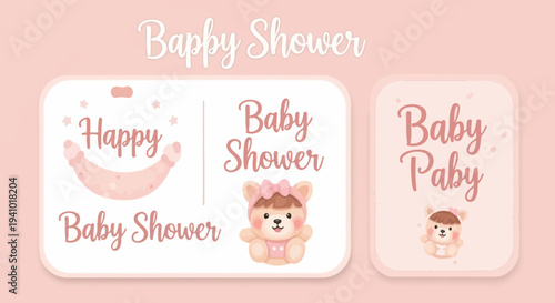 Set of 3 baby shower vector stickers