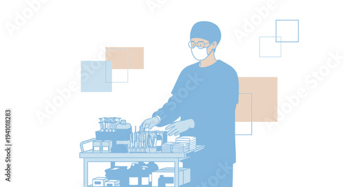 Medical Professional in Sterile Attire Working with Laboratory Equipment