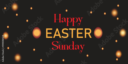Happy easter sunday greeting with blurred lights