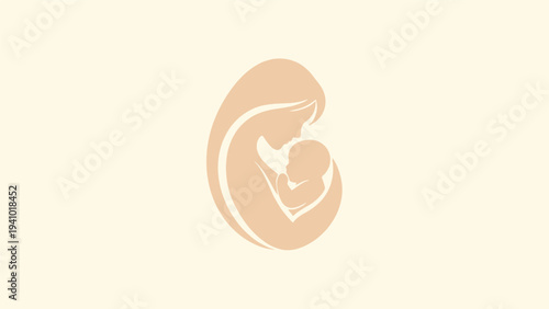 Stylized Fetus Illustration in Peach.