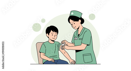 Nurse giving vaccination to a child, medical care, child immunization, healthcare concept