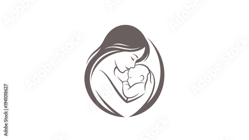 Mother Holding Baby Close Illustration.