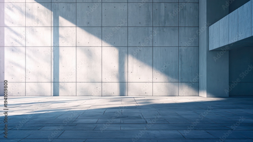 Fototapeta premium Modern Minimalist Concrete Space with Natural Light Shadows