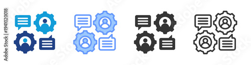Communication Process icon set multiple style collection