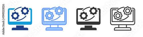 Process Monitoring icon set multiple style collection