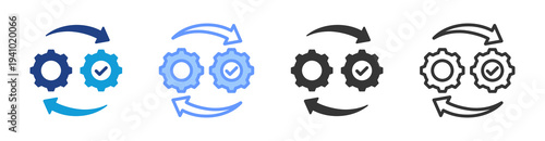 Process Integration icon set multiple style collection