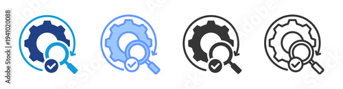 Process Evaluation icon set multiple style collection