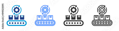Production Process icon set multiple style collection