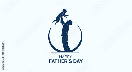Father and Child Silhouette Happy Fathers Day.