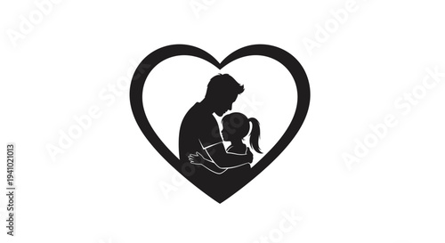 Silhouette of Mother and Child in Heart.