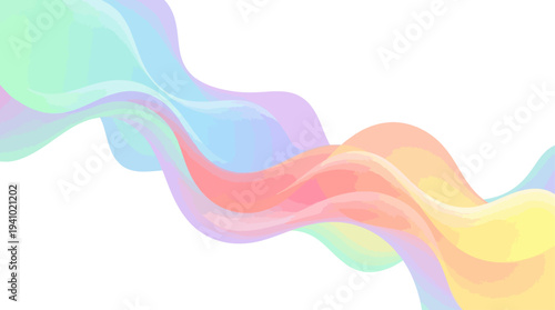Abstract colorful wavy lines flowing across a white background, dynamic movement, smooth curves, vibrant hues, fluid design