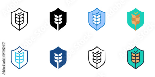 Crop Insurance icons set multiple style collection. Editable stroke 
