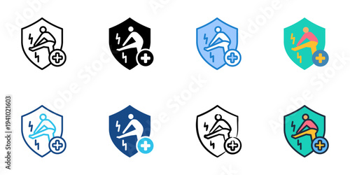 Sports Injury Coverage icons set multiple style collection. Editable stroke 
