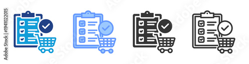 Purchase Order Creation icon set multiple style collection