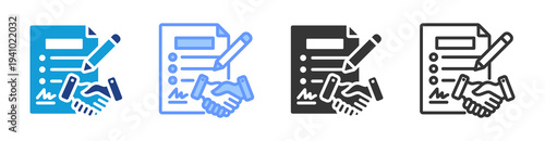 Contract Negotiation icon set multiple style collection