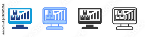 Stock Level Monitoring icon set multiple style collection
