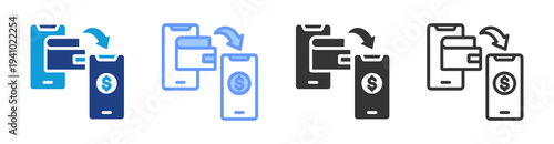 Electronic Funds Transfer icon set multiple style collection