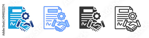Contract Management icon set multiple style collection