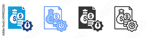 Cost Control icon set multiple style collection