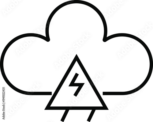 Black and white cloud with lightning bolt symbol inside