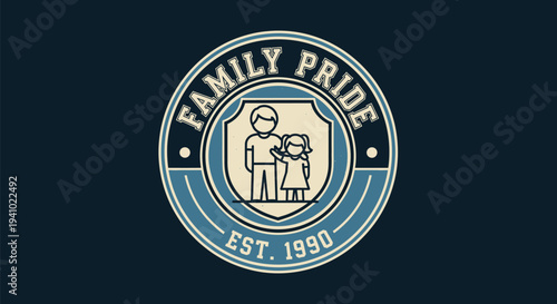 Family Pride Logo Design with Parents and Child.