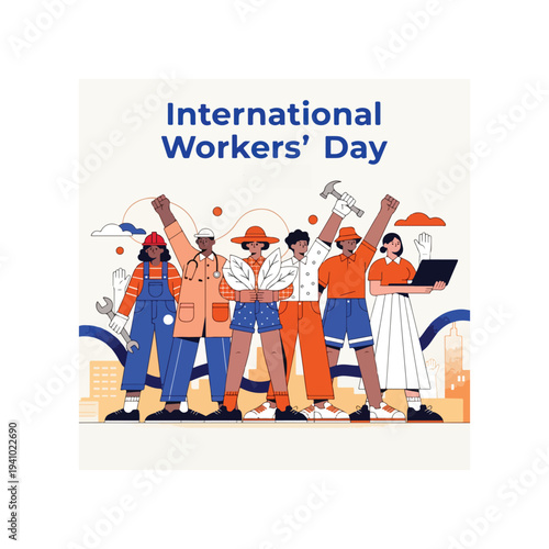 Global workers united celebrating labor rights, solidarity, dignity, equality on May Day
