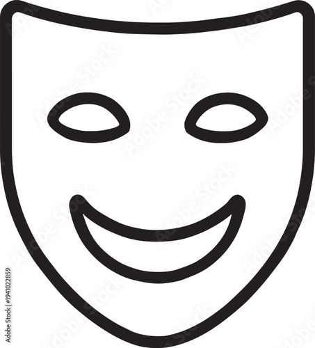 Theater mask with a smiling face and eye holes