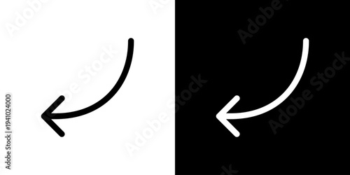 細めの左下向きカーブ矢印 (ベクター)