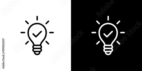 電球とチェックマークのアイコン (ベクター)