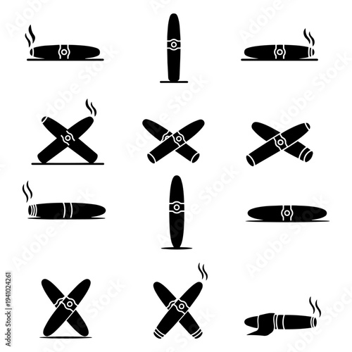 Cigarette and Smoking Silhouette Collection with Various Smoke Effects