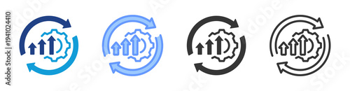 Continuous Improvement icon set multiple style collection