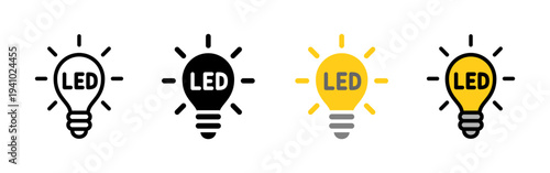 LED電球のアイコンセット (ベクター)