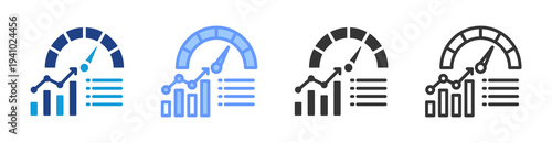 Performance Metrics icon set multiple style collection