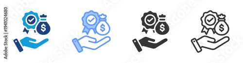 Cost Of Quality icon set multiple style collection