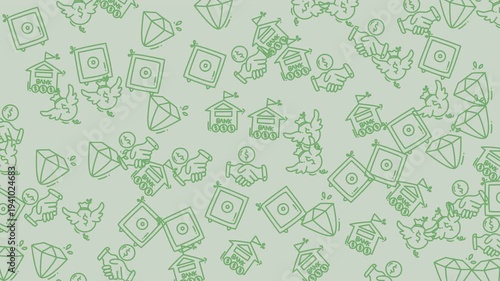 Looping green holiday icon pattern animation.