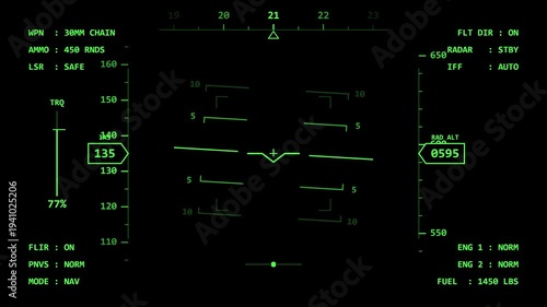 Advanced Attack Helicopter HUD Overlay 4K Seamless Loop