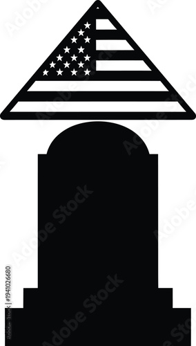 Memorial day tribute with american flag and tombstone