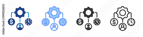 Resource Allocation icon set multiple style collection