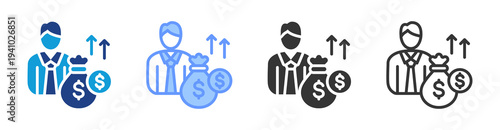 Cost Leadership icon set multiple style collection